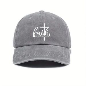 “Faith Can Move Mountains” Baseball Cap • Grey • Adjustable